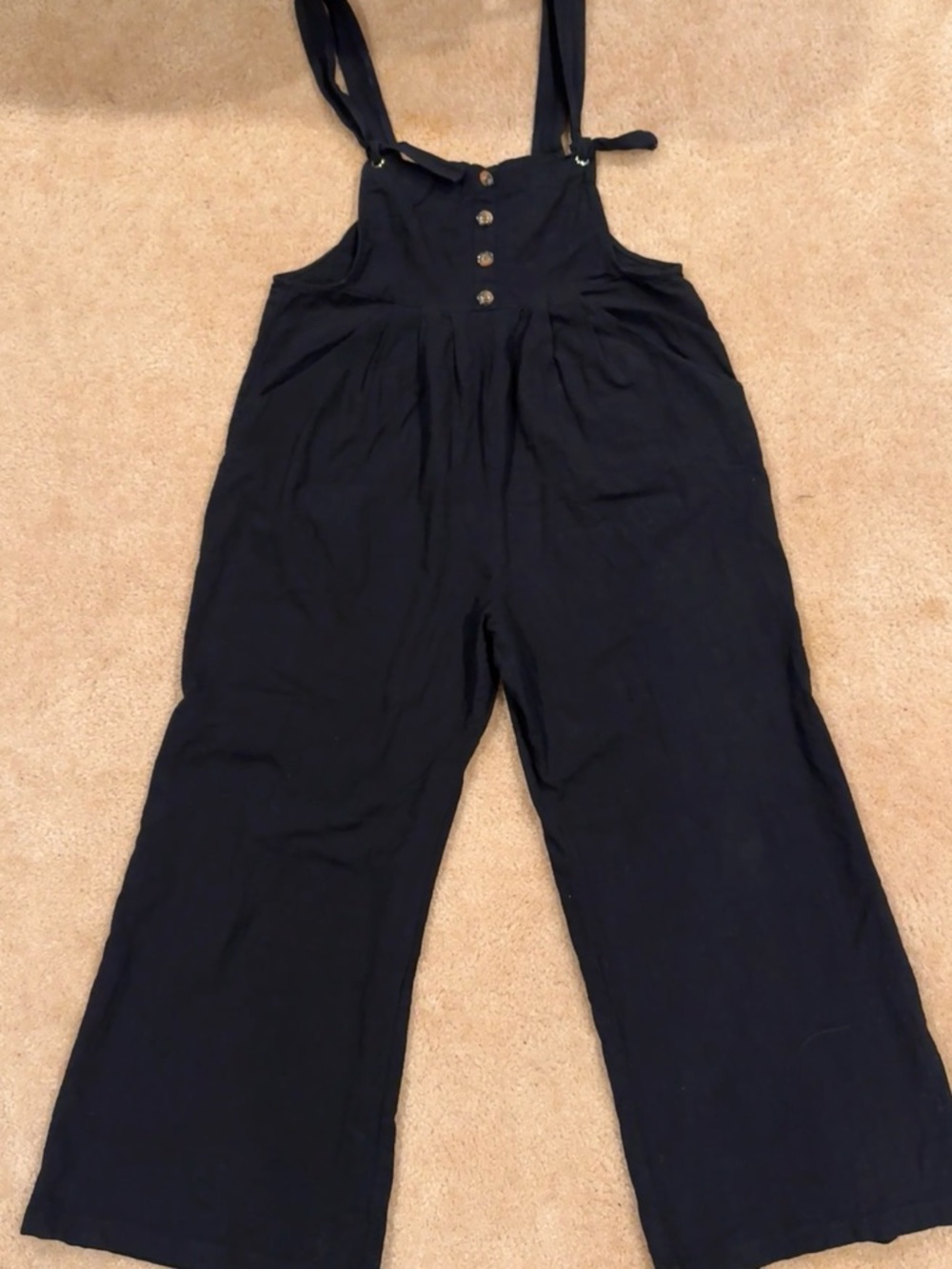 Women’s Wide-Leg Linen Jumpsuit with Adjustable Straps